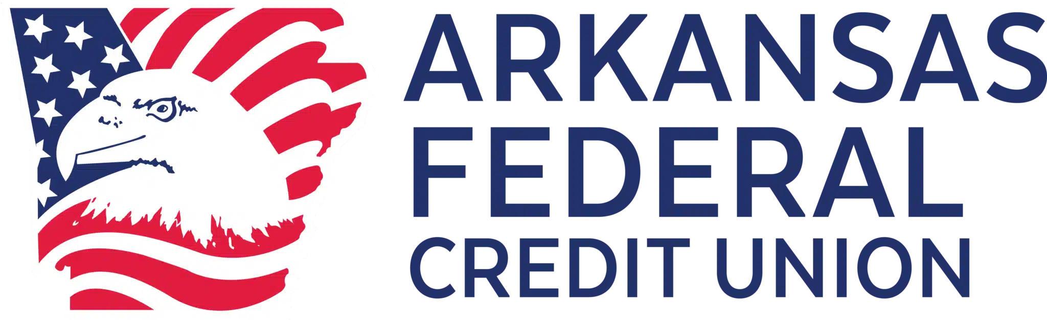 Arkansas Federal Credit Union: An Arkansas icon with the American flag and Eagle outline inside.