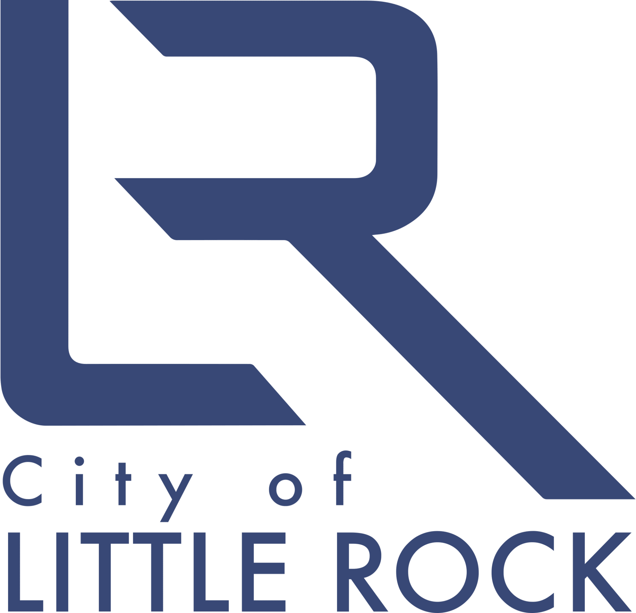 City of Little Rock logo: A large navy LR forming what looks like one giant R.