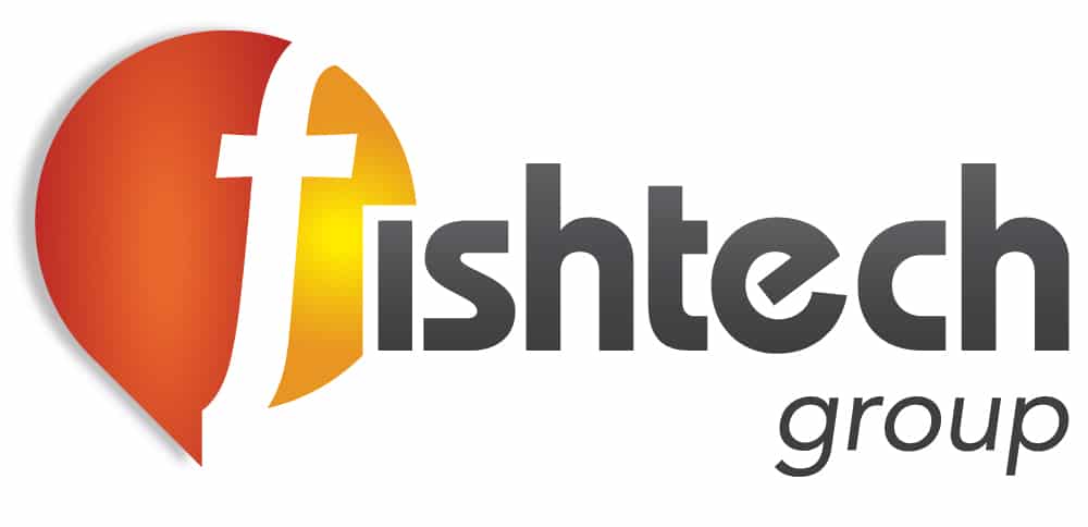Fishtech Group Logo: The lowercase "f" is in a red and orange balloon.