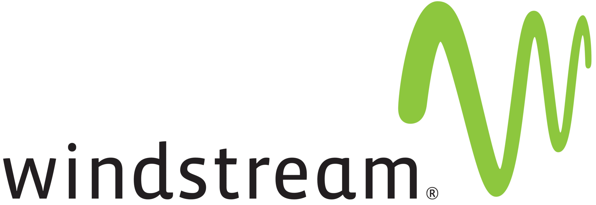 The Windstream logo: "windstream" in black, lowercase letters and a green squiggle.