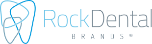 Rock Dental Brands logo: A shape of a tooth made of three separate blue shapes.