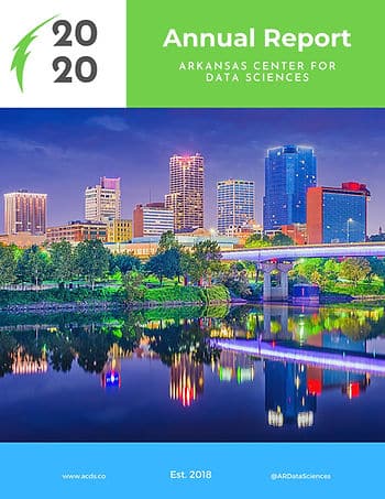2020 Annual Report for ACDS—the cover is a bright skyline reflected in a river.