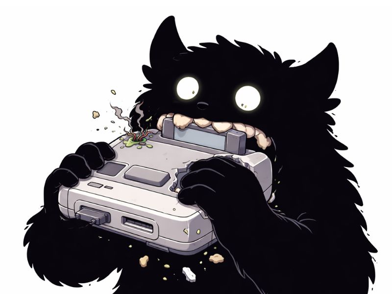 A monster eating a video game console.